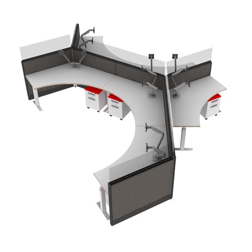 'Dividends' 120 Degree Height-Adjustable Desks Cluster (CL6A)