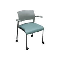 Move Used Stack Chair, Light Gray and Light Blue