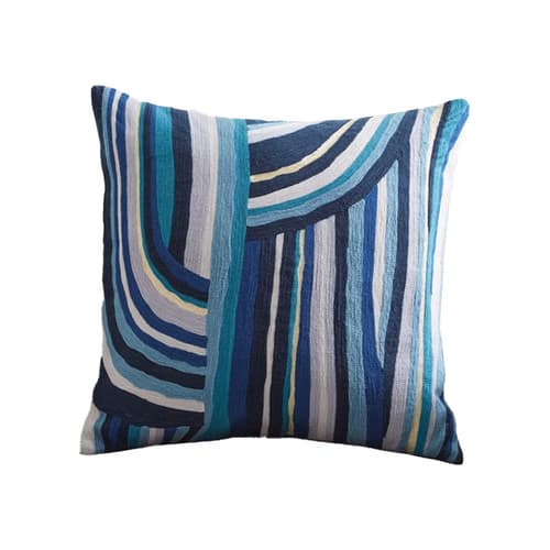 Curvy Stripe Crewel Pillow with Insert