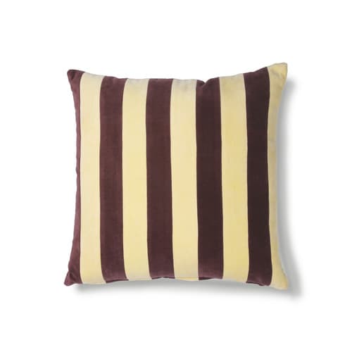 Striped Purple and Yellow Velvet Pillow with Insert