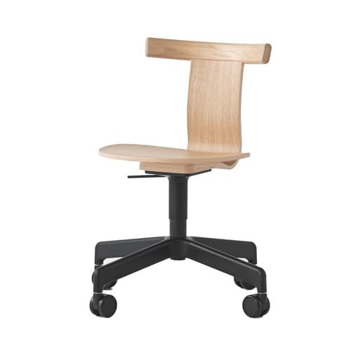 Jiro Swivel Chair - Natural - Black Base with Casters