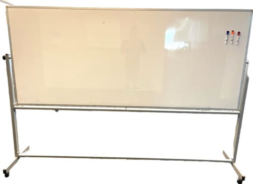 Mobile Reversible Whiteboard With Silver Frame