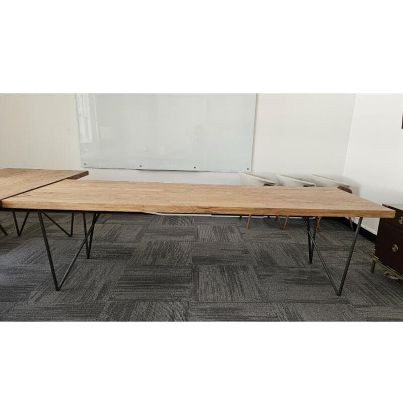 Wood Dining Table on Black Wire Legs