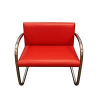 Knoll Brno polished aluminium cantilever visitor/meeting chair upholstered in red leather