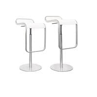 Lapalma LEM Bar stools with seat upholstered in white leather