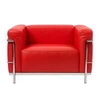 LC2 Armchair Red Leather with Chrome Frame