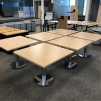 Square Cafe Table w/Chrome  disc base