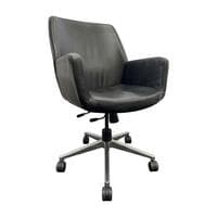 Steelcase Bindu Black Leather Mid-Back Conference Chair (Black/Chrome)