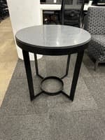 Noir Parker Side Table - Industrial Steel & Night Snow Marble, 25"