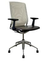 Vitra Meda Conference Chair (White Mesh/Brown Leatherette)