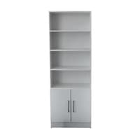 MFG Unknown Laminate 4 opening bookcase, 2 door storage bottom case, bar pulls