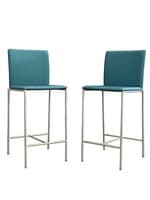 Pair of Davis Furniture Milanolight Counter Height Stool Series (Turquoise/Silver)