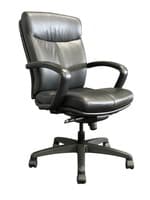 VIA Carmel Mid Back Conference Chair (Black Leather/Black)