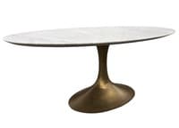 Restoration Hardware Aero Stone Oval Dining Table (Italian Carrara Marble)