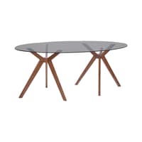 Brunson Oval Glass Top Table with Wood Legs