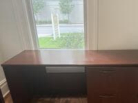 Haworth-Lunstead Mahogany Laminate with filing cabinet